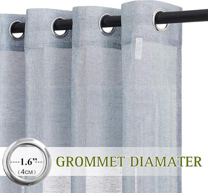 NICETOWN Linen Textured Semi Sheer Curtains 84 inches Length, Eyelet Top - Image 2