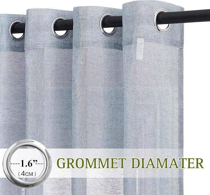 NICETOWN Linen Sheer Kitchen Short Curtains 48 inch Length 2 Panels, Grommet - Image 2