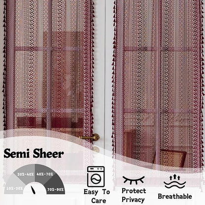 Sutuo Home Burgundy French Door Curtains - Image 3