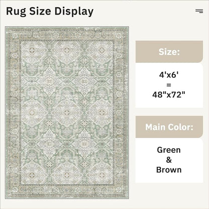 Soalmost 4x6 Area Rug for Living Room, Washable Rugs Non-Slip, Thin Foldable - Image 5
