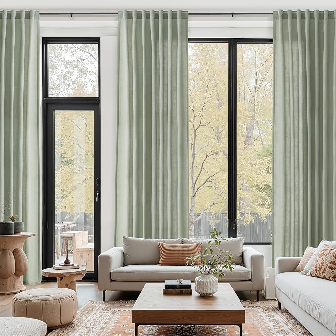 Desert Sage Linen 144 Inch Curtains by Nanspring