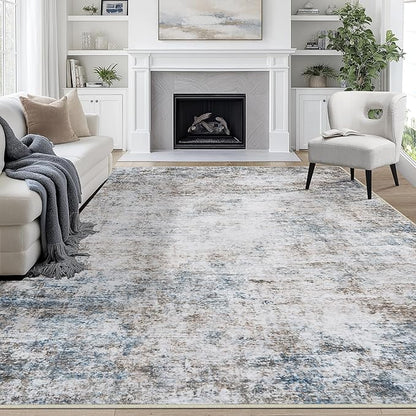8x10 Area Rugs for Living Room Washable Bedroom Dining Room Brown Blue | Modern by Aelenmu