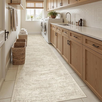 Soalmost Hallway Runner Rug 2'6" x 12' Washable Long Kitchen Rugs Beige | - Image 9