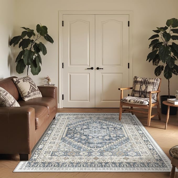 3x5 Washable Area Rug for Entryway Non Slip Rugs, Floral Soft Living Room Rug - Image 3