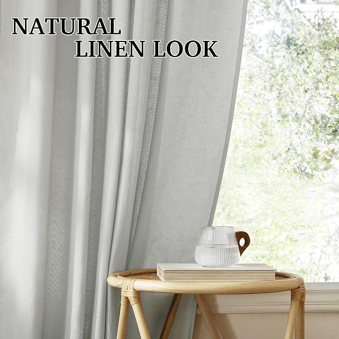 RYB HOME Linen Semi Sheer Curtains - Image 7