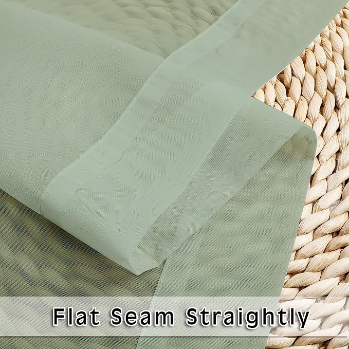 2 Panels Window Sage Green Sheer Curtains 42" x 45" Inches - Image 5