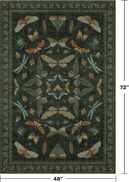 Dark Green 4x6 Washable Area Rug - Image 2