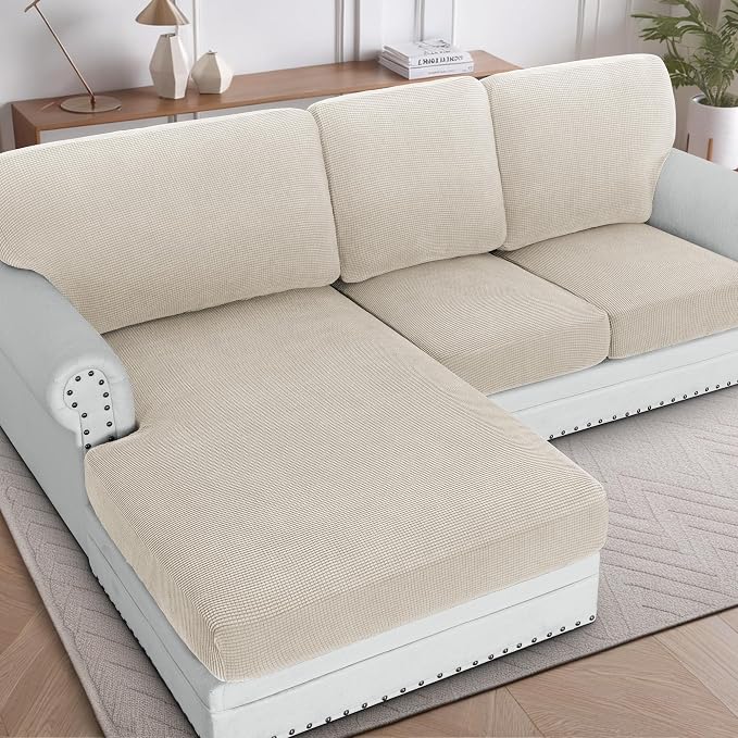 H.VERSAILTEX Sectional Couch Covers 3 Pieces Sofa Seat Cushion Covers L Shape by HVERSAILTEX