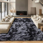 Area Rugs 9x12 Living Room, Tie-Dyed Dark Grey Large Fluffy Bedroom Rug by ONASAR