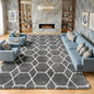 8x10 Area Rugs for Living Room, Fluffy Grey and White Bedroom Geometric Rug | by ONASAR