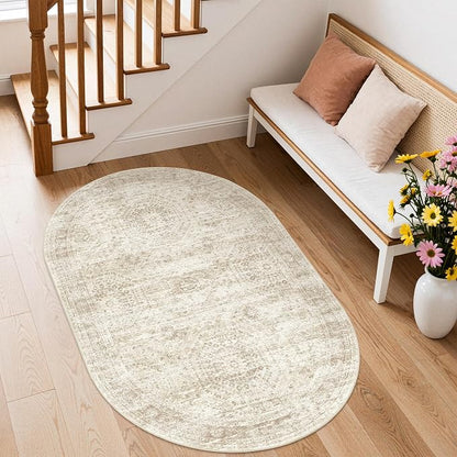 3x5 Oval Rug for Bedroom, Washable Area Rug, Living Room, Neutral Rug, Stain - Image 5