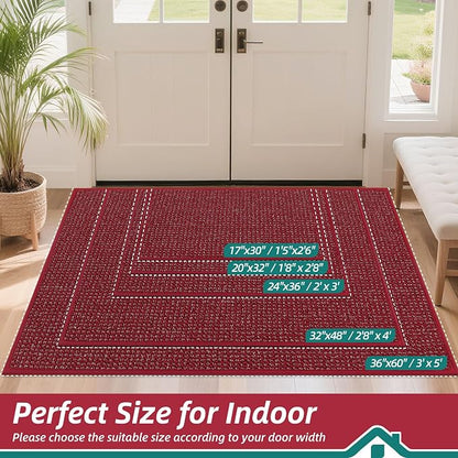 BEQHAUSE Dirt Trapper Door Mat 24" x 36", Non-Slip Washable Doormats, Low - Image 2