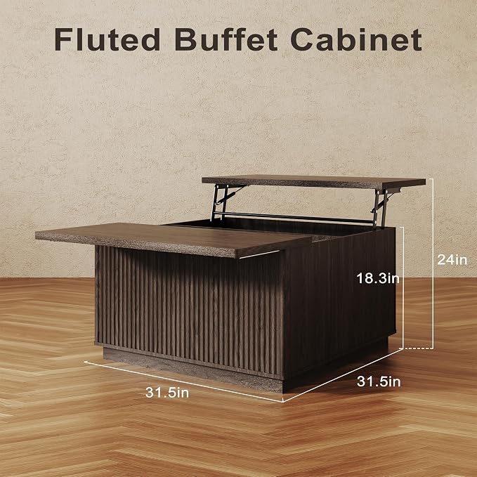 2-Piece Fluted Living Room Set Includes 31.5" Fluted Lift Top Coffee Table - Image 3