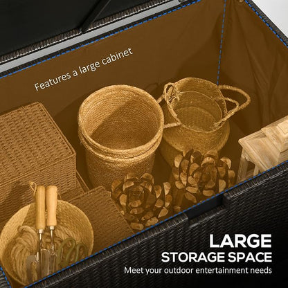 Outsunny 113 Gallon Deck Box, Rattan Outdoor Storage Box, Waterproof Storage - Image 3