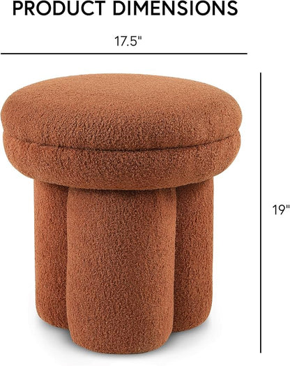 Furniture of America Rami Modern 17-inch Mushroom-Shape Upholstered Ottoman - Image 2