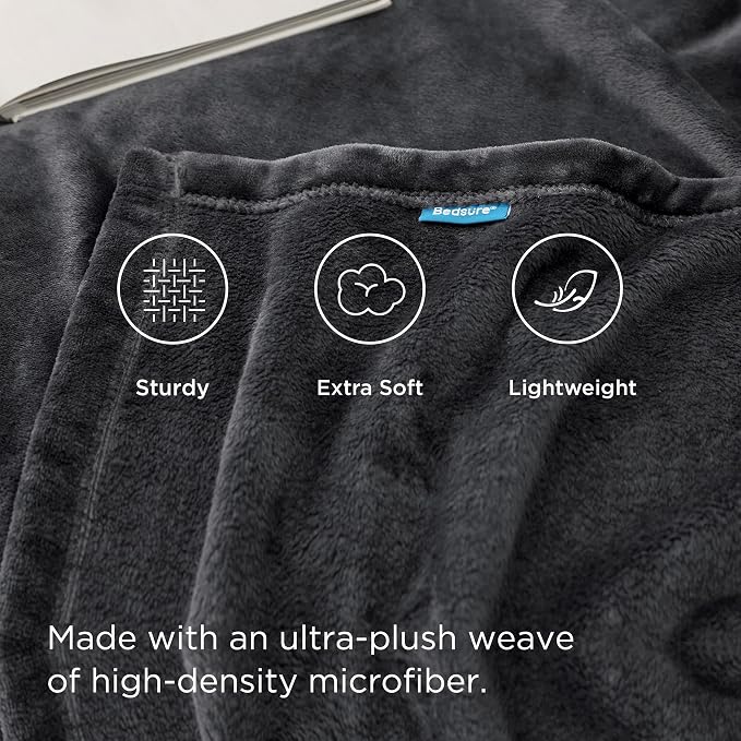 Bedsure GentleSoft Fleece Bed Blankets Large Size Charcoal - Image 4