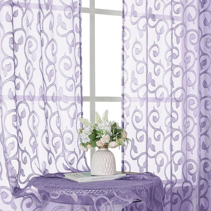 Furman Light Purple Sheer Curtains 54 Inch Length 2 Panels Set - Image 6