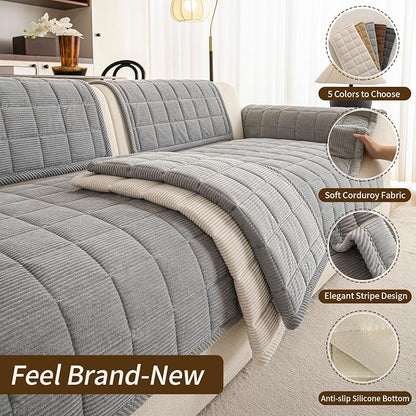 Velvet Couch Covers for Sectional Sofa Washable, Non-Slip L Shaped Sectional - Image 5