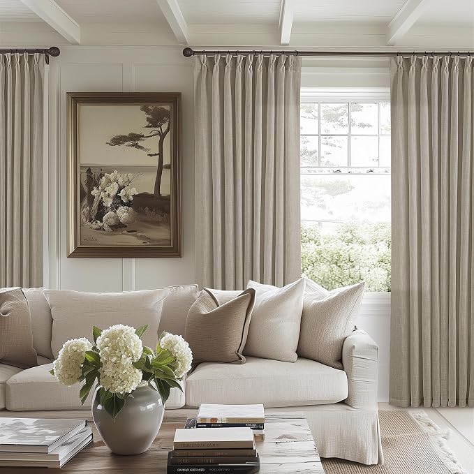 Burlywood Pinch Pleat Linen Curtains 120 Inches Long 60 Inch Wide | - Image 8