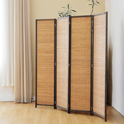 4 Panel Bamboo Room Divider Screen, 5.6 FT Tall Bamboo Divider Folding Panel - Image 3