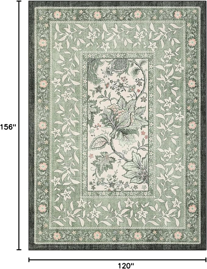 GarveeHome Provence Sage Green Area Rugs 10x13 Living Room, Botanical Grove - Image 2