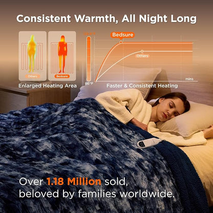 Bedsure Faux Fur Heated Blanket Full Size, Fast Heating Electric Blanket Full - Image 3
