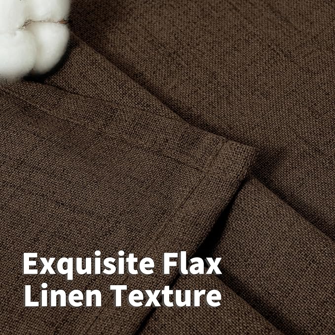 YoungsTex 102 Inches Long Brown Linen Curtains, Chocolate Semi Sheer Drapes - Image 4