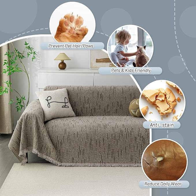 MYSKY HOME Couch Covers for 2 Cushion Couch Sofa, Chenille L Shape Sectional - Image 3
