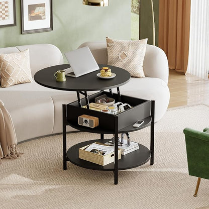 WLIVE Round Lift Top Coffee Table - Image 2