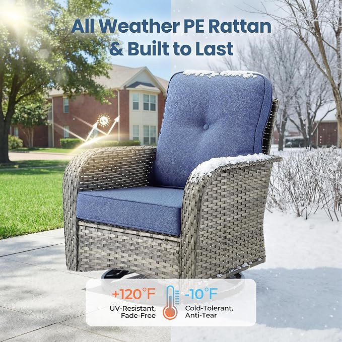 Weaxty Outdoor Swivel Rocker Patio Chairs, 3 Pieces Patio Furniture Set - Image 7