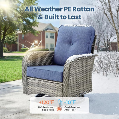 Weaxty 7 Pieces Patio Furniture Set, Wicker Outdoor Swivel Rocking Chairs - Image 8