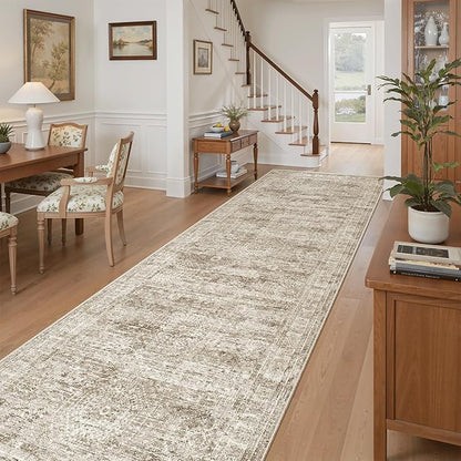 Soalmost Washable 3x10 Hallway Runner Rug Non-Slip Kitchen Entry Rugs Brown | - Image 2