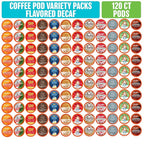 Coffee Pod Variety Packs Flavored Decaf Sampler, Assorted, Compatible with 2.0 K-Cup Brewers, Variety Pack, 120 Count (Pack of 1)
