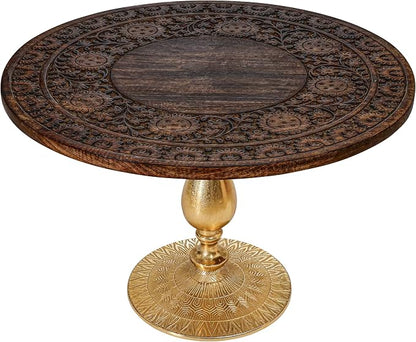 Coffee Table 24x24x18 Inch-Hand-Carved Solid Wood Center Table, Vintage Burnt by TheWoodenTown