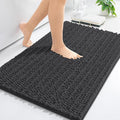 Arotive Luxury Chenille Bathroom Rug Mat, Extra Soft Thick Absorbent Shaggy Bath Rugs, Non-Slip Machine Wash Dry, Plush Bath Mats for Bathroom, Shower and Tub, 30x17, Dark Grey