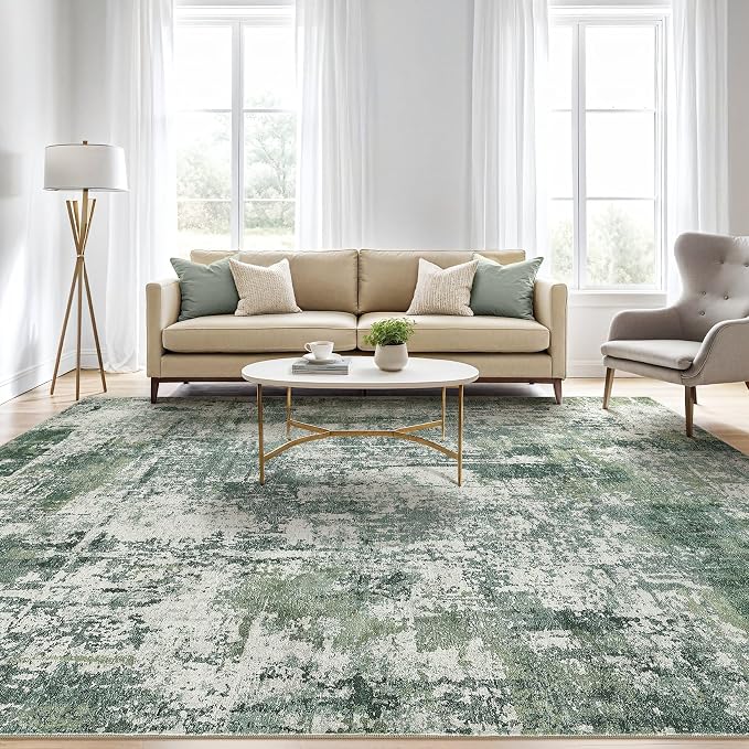 LOONGRUG 7x9 Area Rug Washable Large Neutral Modern Living Room Rugs | Abstract - Image 5