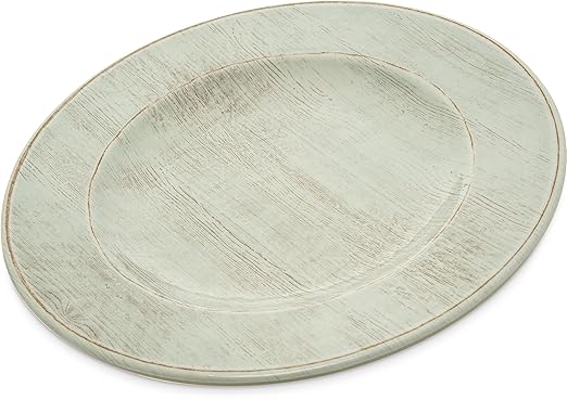 Carlisle FoodService Products Grove Reusable Plastic Plate Salad Plate with Rim for Home and Restaurant, Melamine, 9 Inches, Buff, (Pack of 12)