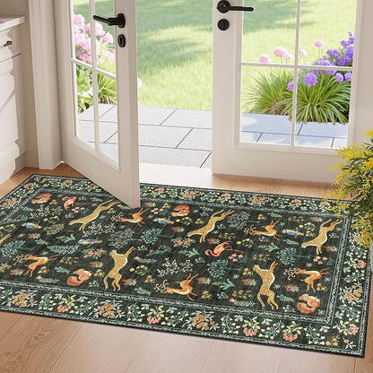 DUKINO 2x4 Rug for Entryway, Animal Washable Runner Rug for Kitchen, Low Pile by DUKINO