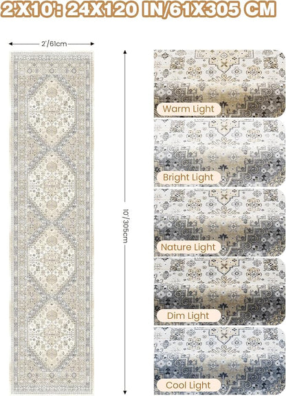 Runner Rug 2x10, Vintage Washable Rugs - Image 2