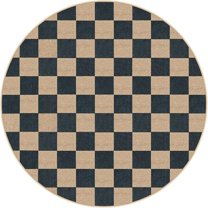 Lahome Checkered Easy Jute Outdoor Patio Area Rug 6ft Round, Washable Black | - Image 8