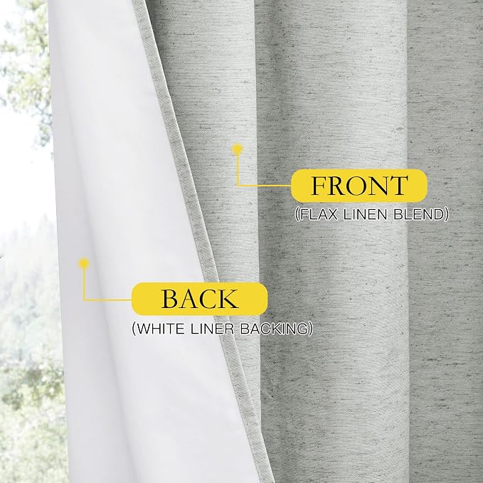 NICETOWN Grey Complete 100% Blackout Curtain Set, 52W x 45L, Thermal Insulated - Image 6