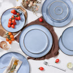 Herogo 6-Piece Stoneware Dinner Plates Set, 10.43" Ceramic Round Plate Set, Handmade Double Reactive Glaze Dinnerware Plates for Kitchen, Microwave, Oven and Dishwasher Safe, Haze Blue