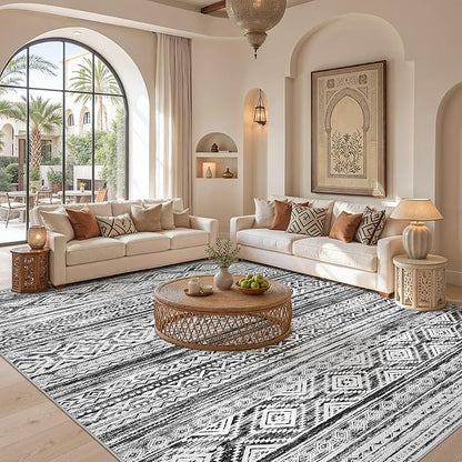 cotiled Boho 10x14 Area Rug for Living Room: Large Moroccan Washable Rug | - Image 4