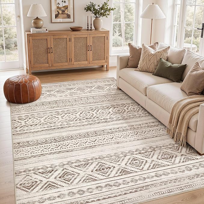 cotiled Boho 5x8 Area Rugs for Living Room: Soft Moroccan Washable Rug | Solve by COTILED