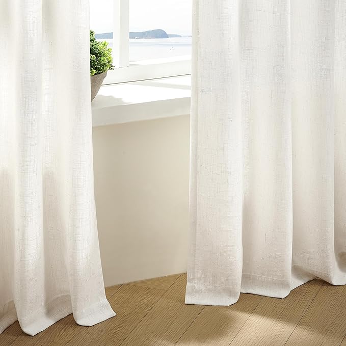 Pinch Pleated Linen Curtains 105 Inches Long - Image 9