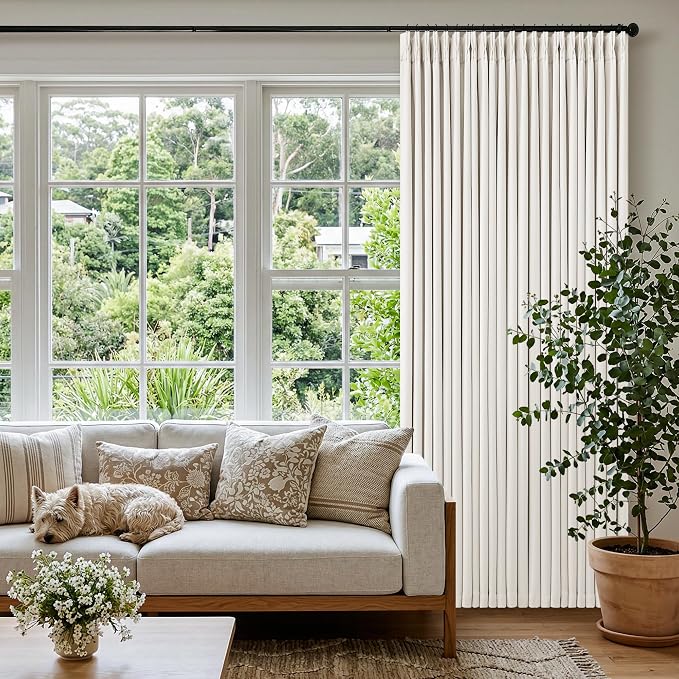 Ivory 94 Inch Long Blackout Curtains Thick Linen Pinch Pleated | Light Blocking - Image 8