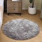 Goolela Grey Round Rug 3ft Fluffy Faux Sheepksin Fur Rug Fuzzy Gray Bedside Rugs by Goolela