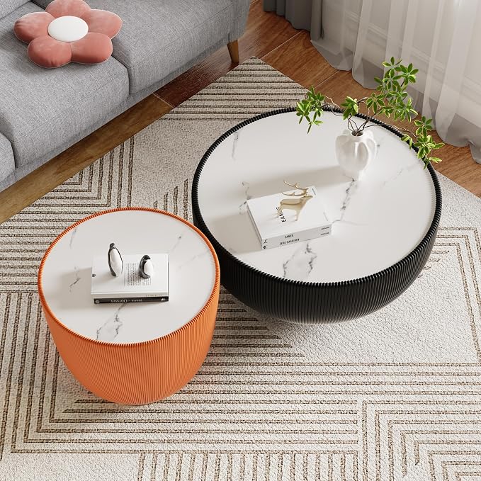 SSLine Bowl-Shape Coffee Table Modern Sintered Stone Top Coffee Table in Black - Image 5