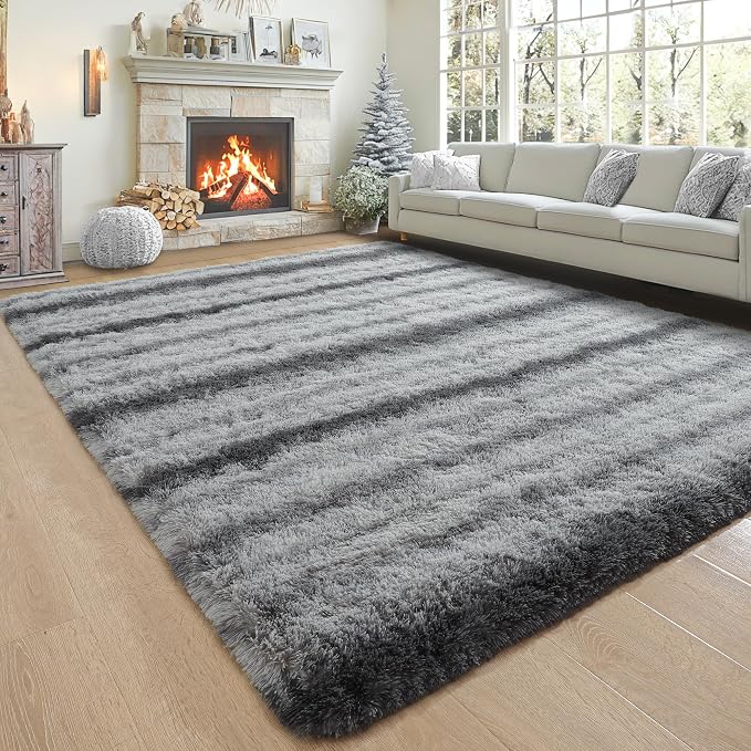 4x6 Grey Fluffy Soft Area Rug Non-Slip - Image 8