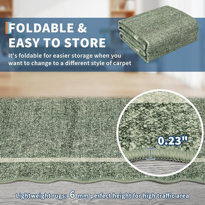 GarveeHome Scalloped Washable Small Round Rug 3 ft Non-Slip - Image 8
